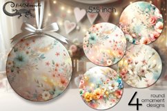 Watercolor flowers | spring round ornaments sublimation PL2 Product Image 1