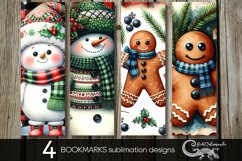 Snowman &amp; gingerbread | 4 winter Xmas bookmarks sublimation2 Product Image 1