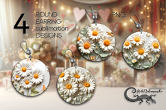 3D flowers | 4 Round earring Sublimation designs P2 Product Image 1