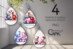 Valentine teddy bear | love teardrop earring sublimation PL Product Image 1