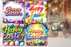Happy Easter | 4 square coaster sublimation designs P2 Product Image 1