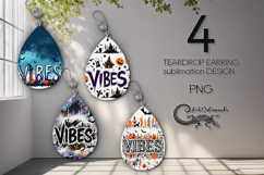 Funny Halloween | 4 Teardrop Earring Sublimation designs Product Image 1