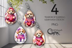 Valentine puppy | teardrop earring sublimation designs Product Image 1