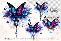 Mystic Butterfly Clipart Bundle | 4 PNG sublimation designs Product Image 1