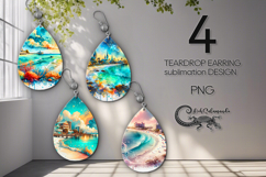 Tropical BeachLife | Teardrop earring Sublimation designs P2 Product Image 1