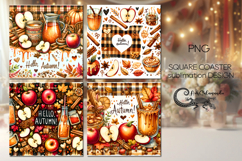 Autumn vibes | fall square coaster sublimation design P2 Product Image 1