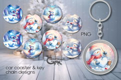 Xmas snowman | 4 Car coaster &amp; 4 key chain sublimation P2 Product Image 1