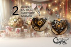 Valentine vintage hearts | 2 Sublimation round earring PL2 Product Image 1