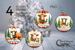 Country Christmas | 4 xmas cow Round earring Sublimation Product Image 1