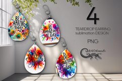 Boho inscription | 4 Teardrop Earring sublimation designs P2 Product Image 1
