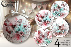 Delicate Butterfly | watercolor round ornaments design PL2 Product Image 1