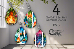 Camping | 4 Teardrop earring sublimation designs PL2 Product Image 1