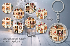 Xmas collage | 4 Car coaster &amp; 4 key chain sublimation P2 Product Image 1