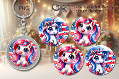 Patriotic usa animals | american coaster &amp; key chain PL2 Product Image 1