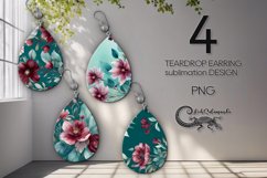 Watercolor flowers | Teardrop earring sublimation designs P2 Product Image 1