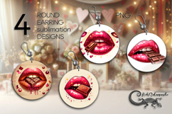 Valentine lips | 4 love round earring Sublimation designs P2 Product Image 1