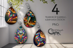 Fantasy dog | Teardrop earring sublimation design PL Product Image 1