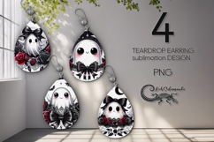 Funny ghost | 4 Teardrop Earring Sublimation designs P2 Product Image 1