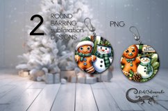 Snowman &amp; gingerbread | 2 Round earring Sublimation designs2 Product Image 1