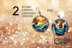 Fantasy ship | 2 marine Round earring Sublimation designs P2 Product Image 1