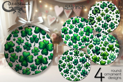 St. Patrick's day clover | 4 round ornaments sublimation P2 Product Image 1