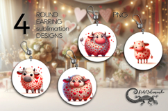 Valentine cow | 4 love Round Earring designs P2 Product Image 1