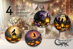 Spooky Halloween | 4 Sublimation round earring designs, PL2 Product Image 1