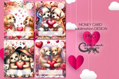Valentine dog | 4 Money Card unicorn Sublimation designs Product Image 1