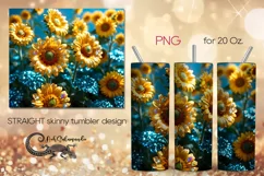Glitter sunflowers | Skinny tumbler Sublimation design PLUS2 Product Image 1