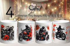 Motorcycle &amp; flowers | bike mug sublimation design PL2 Product Image 1