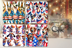 Patriotic animals | american square coaster sublimation P2 Product Image 1