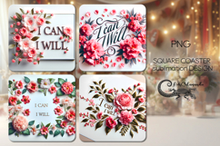Motivating inscriptions 2 | 4 square coaster sublimation P2 Product Image 1