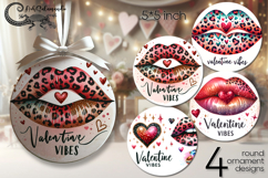Valentine lips | 4 round ornaments sublimation designs P2 Product Image 1