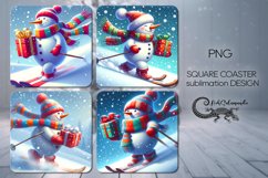 Christmas snowman | 4 winter square coaster sublimation2 Product Image 1