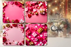 3D Heart | valentine pink square coaster sublimation Product Image 1