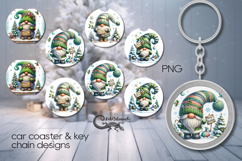 Christmas Gnome | Car coaster &amp; key chain Sublimation PL2 Product Image 1