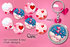 Love heart | 4 valentine car coaster &amp; 4 key chain designs Product Image 1