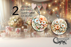 Gentle flowers | Round earring sublimation design PL2 Product Image 1