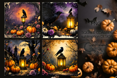 Vintage halloween | 4 square coaster sublimation designs PL2 Product Image 1