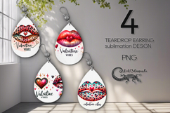 Lips Valentine Sublimation | 4 teardrop earring designs P2 Product Image 1