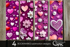 Valentine hearts | purple bookmarks sublimation design PL2 Product Image 1