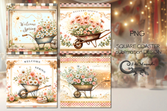 Vintage spring | 4 square coaster sublimation designs P2 Product Image 1