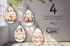Easter Rabbit | Teardrop Earring Sublimation design P2 Product Image 1