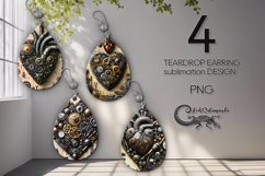 Steampunk Hearts | 4 teardrop earring Sublimation desigbs P2 Product Image 1
