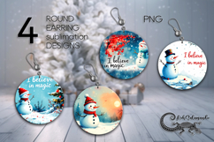 Snowman card | Xmas Round earring Sublimation designs PLUS2 Product Image 1