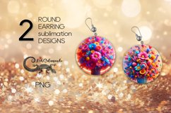 Fantasy flowers | Round earring Sublimation design PLUS2 Product Image 1