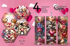 Valentine animals | 4 dog Skinny tumbler designs Product Image 1