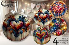 Boho hearts | round ornaments sublimation design PL2 Product Image 1