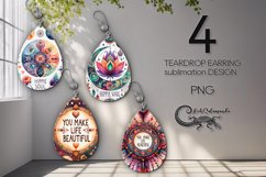 Boho inscription | 4 Teardrop Earring sublimation designs Product Image 1