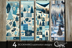 Xmas patchwork landscape | 4 bookmarks sublimation designs 2 Product Image 1